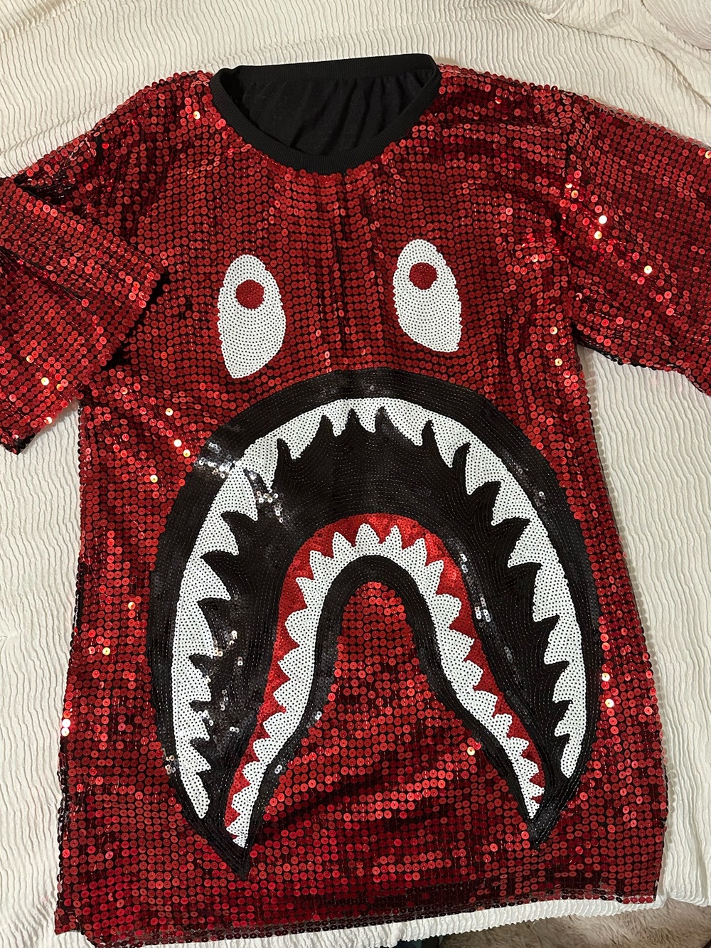 Women's Red Sequin Shark-Face Dress